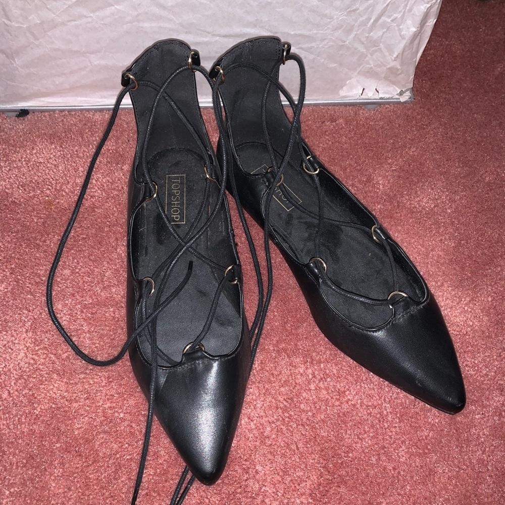 Topshop Lace Up Flats - size 37